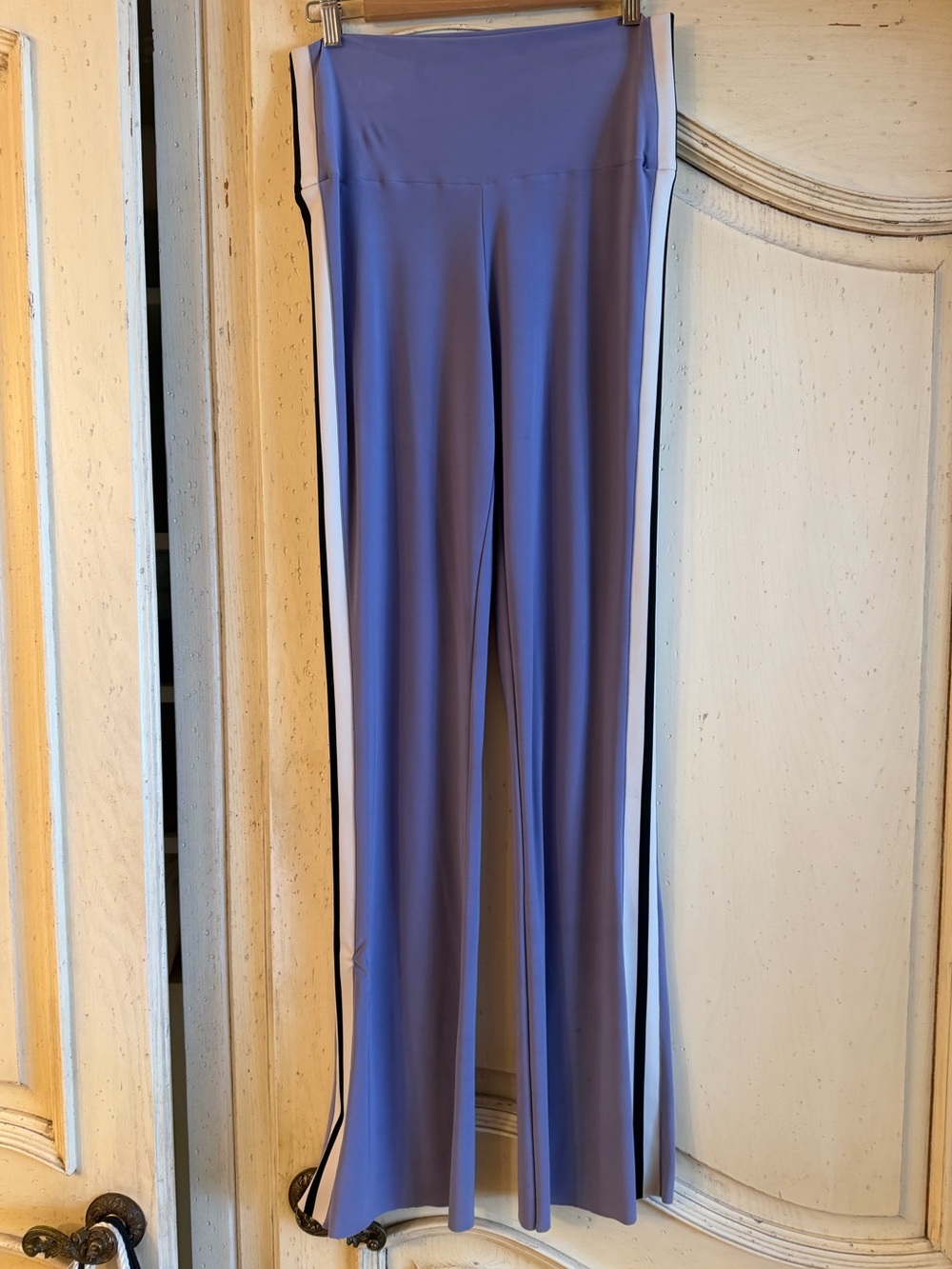 Norma Kamali High-Waist Lavender Wide-Leg Pants with Side Stripes size M